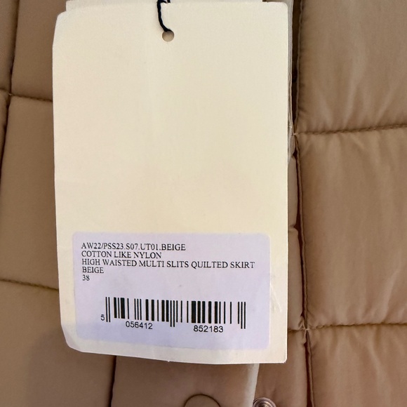 A.W.A.K.E. MODE High Waisted Multi Slits Quilted Midi-Skirt Beige 38 (4) NWT - Picture 11 of 12